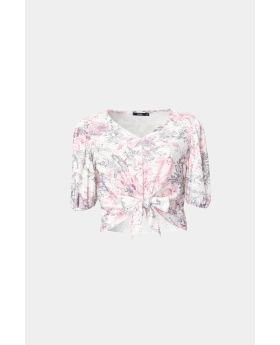 Printed knot blouse